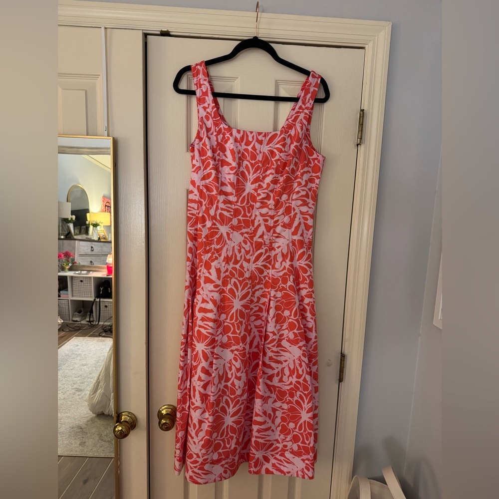 Tyler Boe Pink and Coral Abstract Print Dress